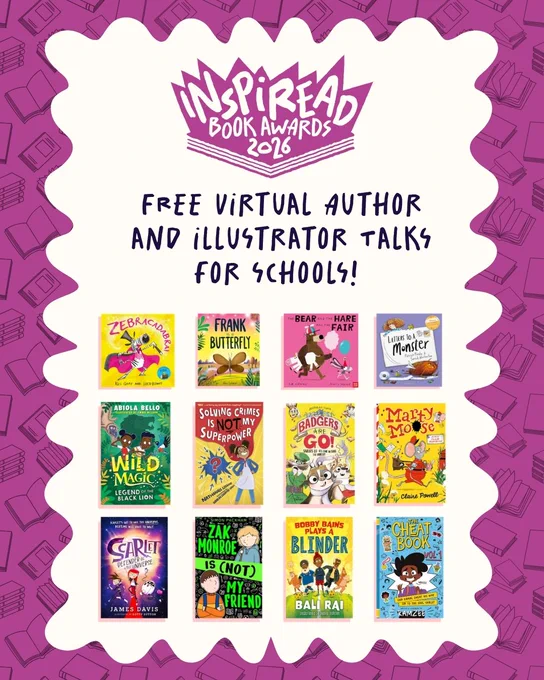 The front cover of the InspiREAD 2026 Virtual Events Brochure. It's purple and white, and it features the front covers of all 12 nominated books.