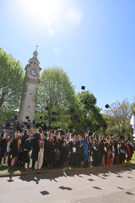 Graduates throwing their hats