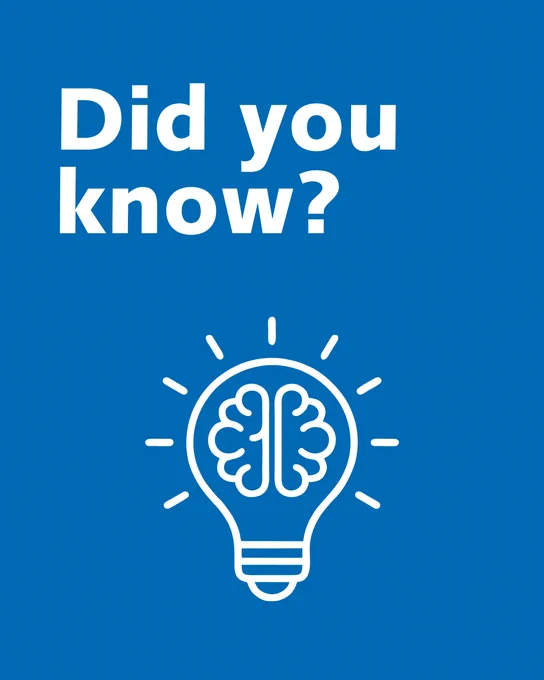 White text "Did you know?" above a lightbulb outline featuring a brain. The background is solid blue, suggesting ideas or innovation.