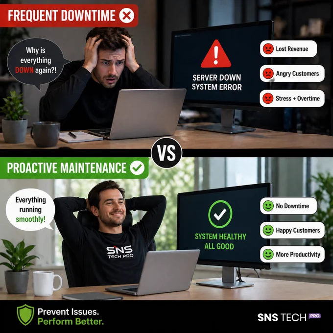 Frequent downtime vs Proactive maintenance