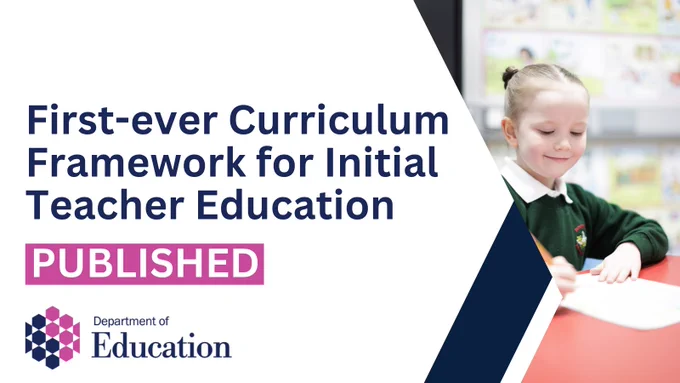 Illustrated graphic with added text "First-ever Curriculum Framework for Initial Teacher Education published"