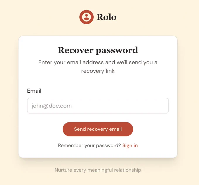 Password recovery page