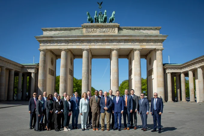2026 Capstone Officers at the Brandenburg Gate in Berlin