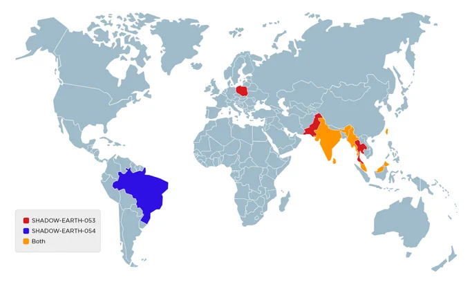 Countries being targeted by SHADOW-EARTH-053 and SHADOW-EARTH-054