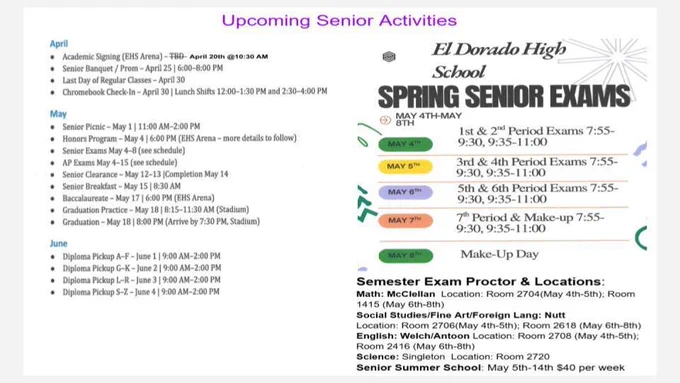 Final 2026 senior dates and information.