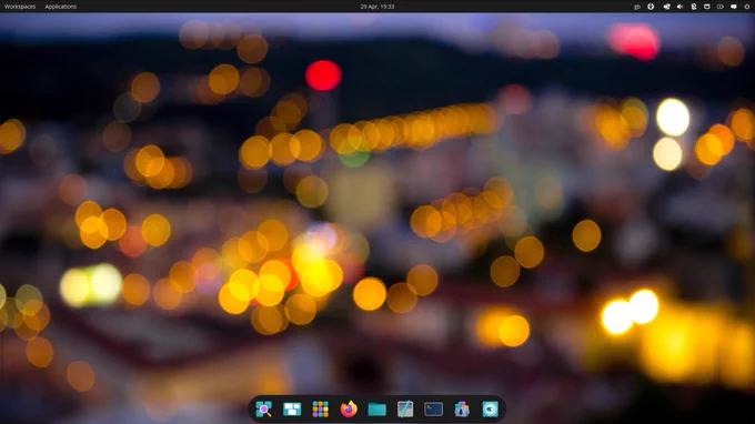 A picture showing the new default wallpaper for AerynOS Cosmic spin for the May 2026 ISO