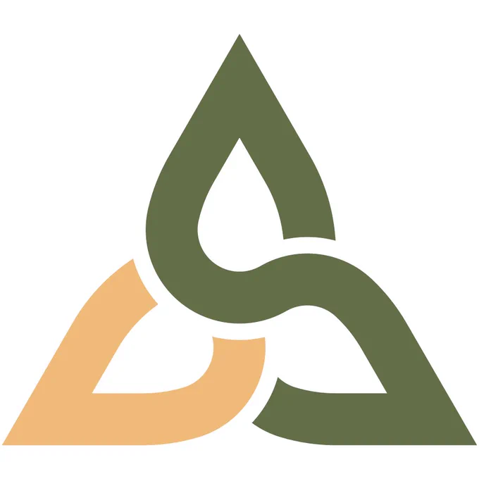 AerynOS' new Triquetra based logo showing green and orange to reflect themes of nature and links to Rust, the primary programming language that AerynOS tooling is built on.