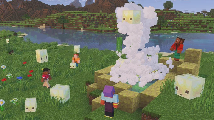 Sulfur Cubes bouncing in a Geyser