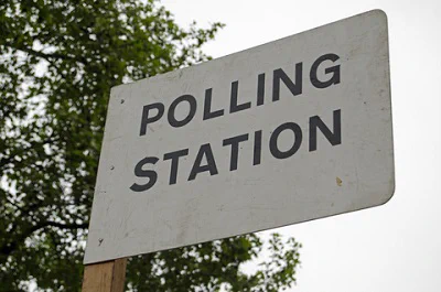A sign saying 'Polling Station'