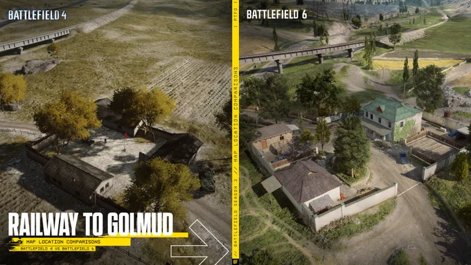 Comparaison de Train vers Golmud entre BF4 et BF6.