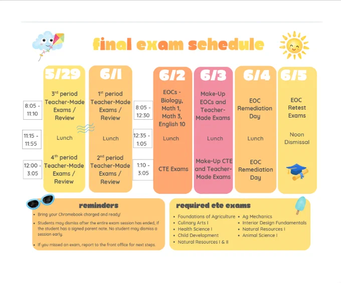 exam schedule