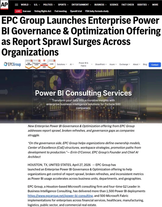 EPC Group Launches Power BI Governance and Optimization Offering as Report Sprawl Surges Across Organizations