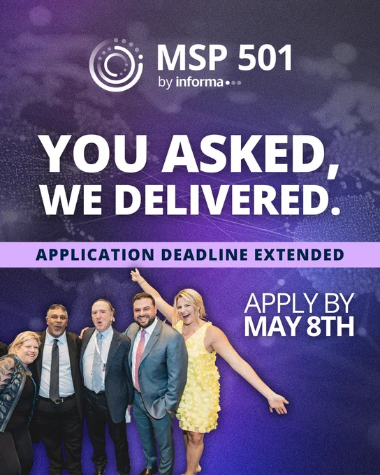 Graphic for the MSP 501. Features MSP 501 winners in the forefront with text that reads, \"You asked, we delivered.\" With a highlight that reads \"application deadline extended, apply by May 8th\"