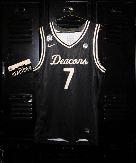 Wake Forest men's basketball Deacon Script black jersey