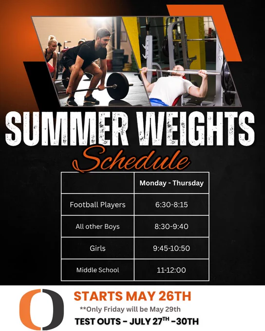 Summer Weights Schedule