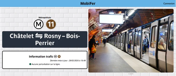 La page de la ligne de métro 11.