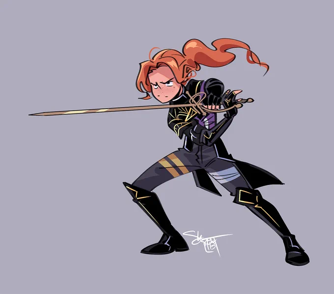 Color sketch of Maelle from Expedition 33. She's in a crouched sort of pose, wielding her sword.