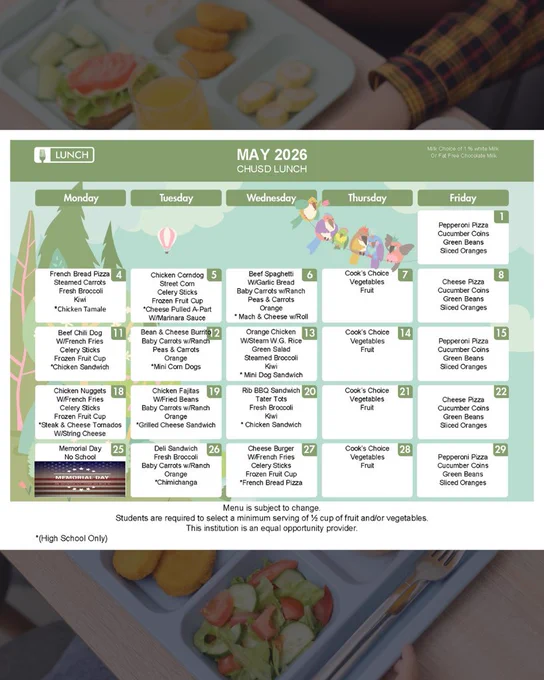 May 2026 Lunch Menu