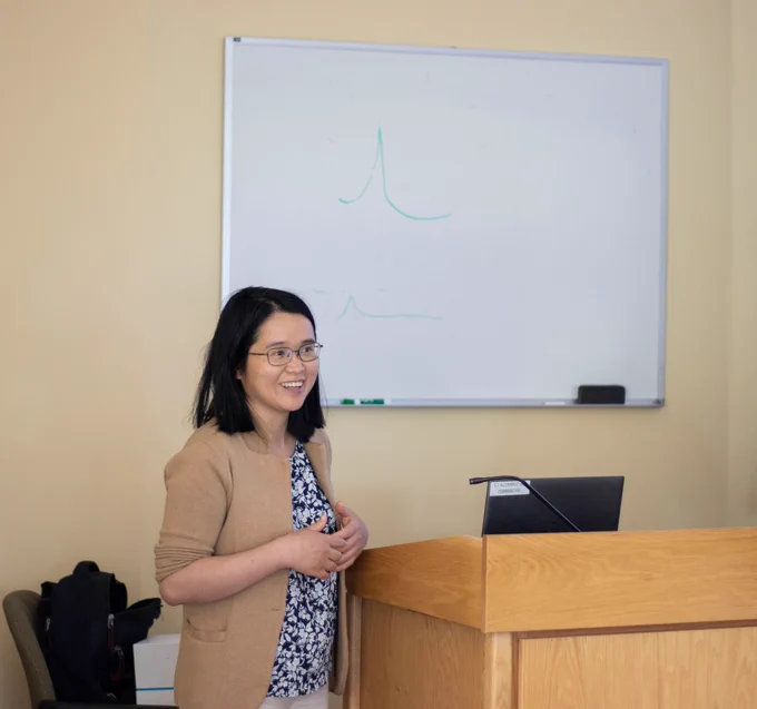 Dr. Dr. Huijie Gan giving a presentation at the March TPSC Kōrero: Discussion Group.