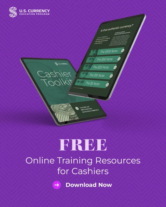 Graphic with iPads and text reading "free online training resources for cashiers" 
