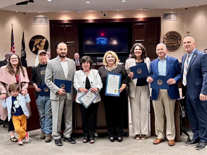 Pictured: Assyrian Heritage Month honorees holding certificates with Chair Chiesa.