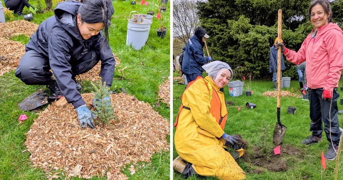 volunteers posing at a LEAF community planting event
