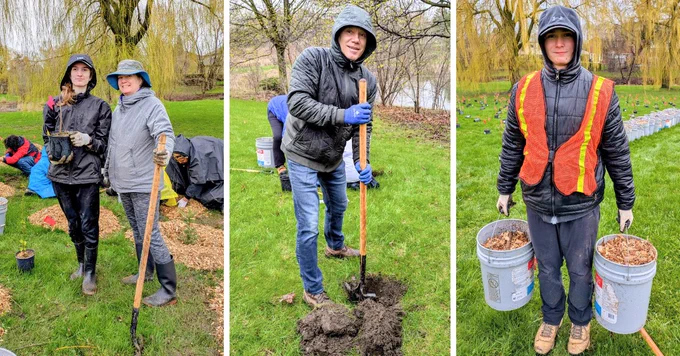 volunteers posing at a LEAF community planting event