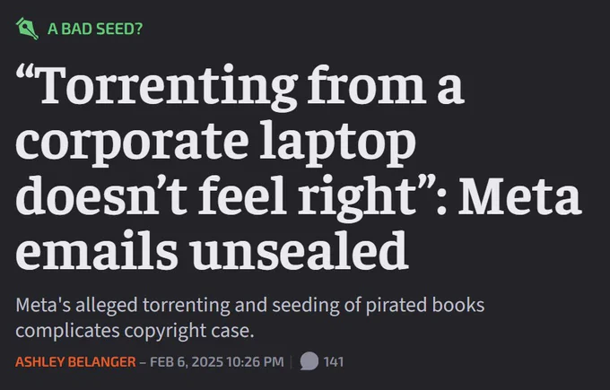“Torrenting from a corporate laptop doesn’t feel right”: Meta emails unsealed