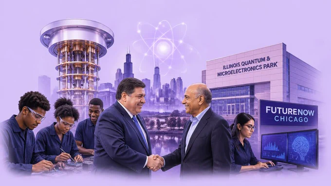 Illinois Quantum & Microelectronics Park
Governor JB Pritzker and IBM Chairman and CEO Arvind Krishna declared a “quantum leap” in cooperation on 2026, benefiting the local economy. A new FutureNow Chicago delivery facility at the Illinois Quantum & Microelectronics Park is the partnership’s goal. South Side Chicago will gain 750 full-time employment from this initiative over five years.

Following years of industrial disinvestment, Olive-Harvey College’s decision transforms the city’s economy. The global innovation hub will focus on AI, cybersecurity, data science, and quantum computing. IBM intends to help clients solve difficult business problems and generate jobs in Illinois by focusing on the South Side.
A New Model for Inclusive Workforce Development
The “Chicago Moonshot” a revolutionary apprenticeship program created to guarantee that the advantages of the quantum revolution extend beyond the conventional tech elite is at the center of the announcement.