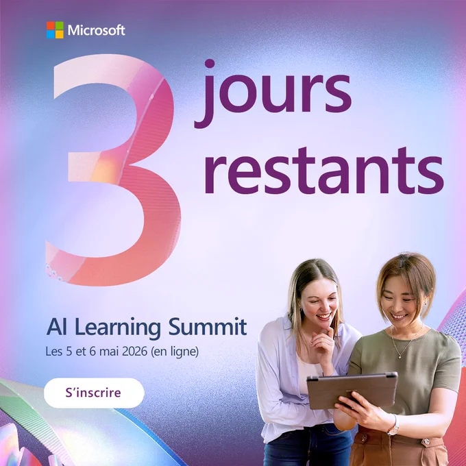3 jours restants 
AI Learning Summit 
Les 5 et 6 mai 2026
S'inscrire
