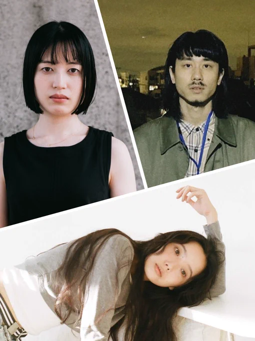 some ports 01 『ある港』の出演者のコラージュ画像
左上に新田佑梨（青年団）、右上に日和下駄（円盤に乗る派）、下に7Aの顔写真が配置されている