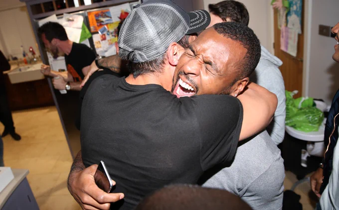 Wes Morgan celebrates Leicester City's Premier League title win in 2016.