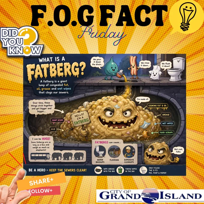 This is an image of a monster that is made up of Fats, Oil and grease in a sewer drain.