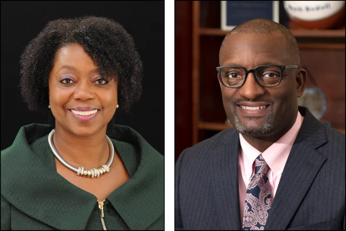 Board President Gloria Dent and Superintendent of Schools Dr, Mark Bedell