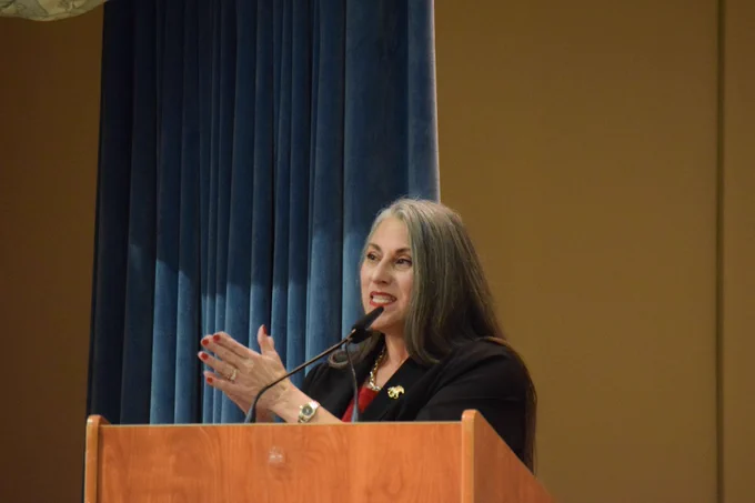 Carol Tegas giving closing remarks at the Speak Life! Health Equity Conference. 