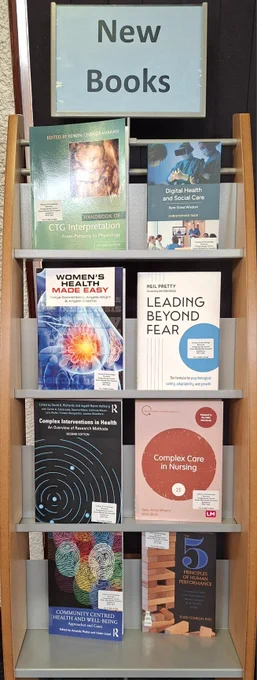 display of new books in the library