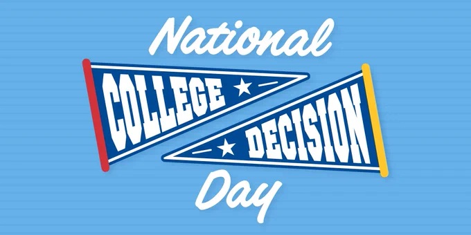 National College Decision Day text on college pennants