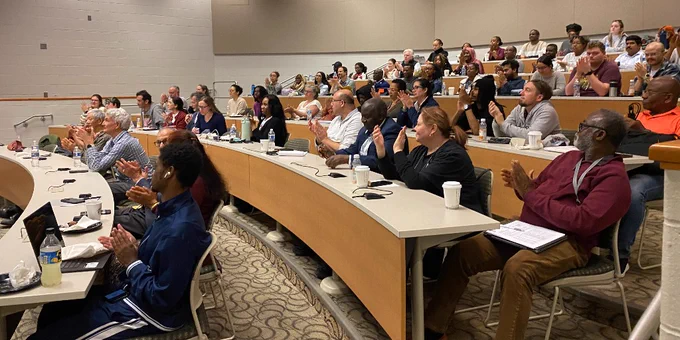 Audience claps after a seminar at the University of Maryland Eastern Shore.