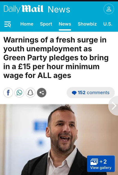 Warnings of a fresh surge in youth unemployment as green party pledges to bring in a £15 per hour minimum wage for ALL ages 
