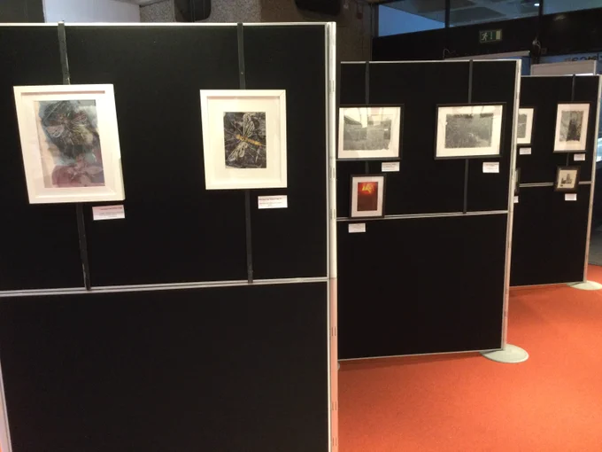 photographs of artwork from the microverse exhibition at the barbican library