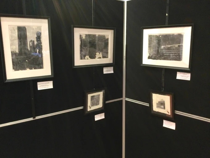photographs of artwork from the microverse exhibition at the barbican library