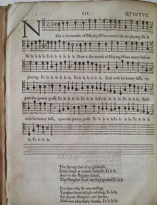 Page of printed music from 1595