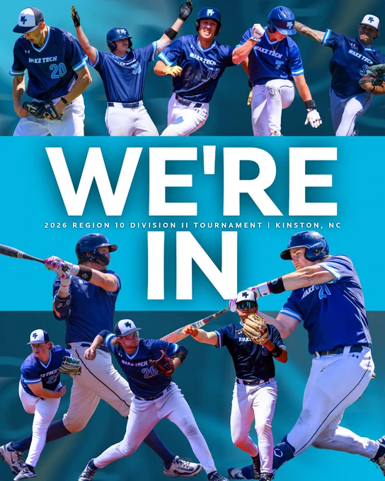 Wake Tech baseball clinched spot in Region 10 Tournament in Kinston, NC.