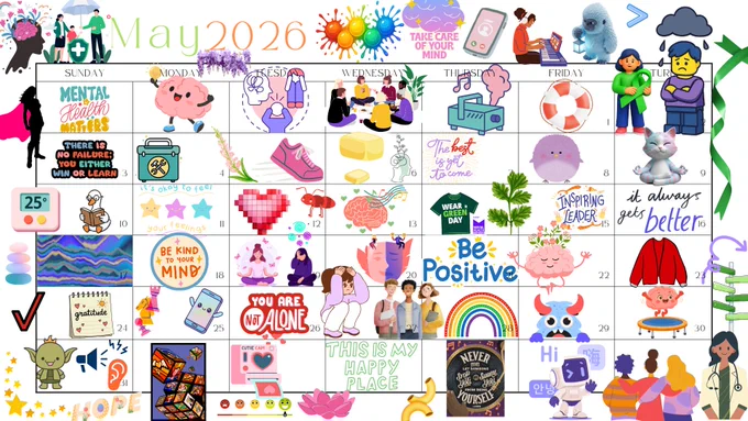 Calendar with images that link to mental health resources
