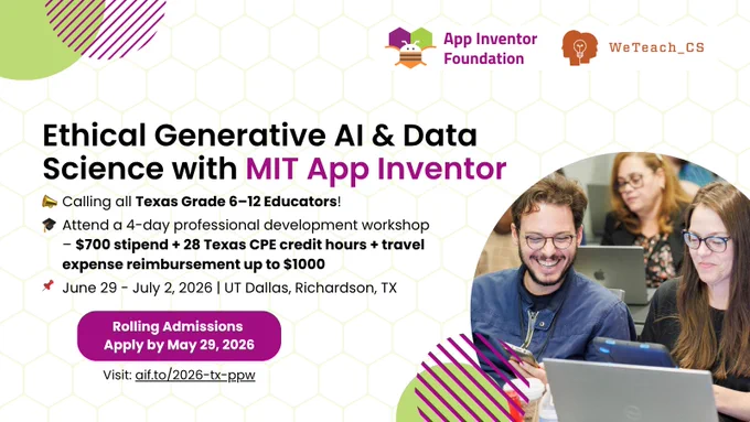 Ethical Generative AI & Data Science with MIT App Inventor at We Teach CS.