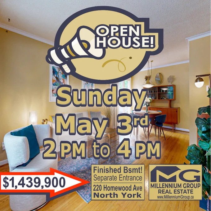 Hello MAY! This great 3-Bed, 2-Bath Bungalow with Finished Basement   Separate Entrance on a HUGE 50 X 130 Foot Lot perfect for a First Time Homebuyer or Multi-Generational family or as a rental investment property where income can be made from two floors! The Lot is large enough to add a bunkie for even more income! And it is in a desirable location in a great neighbourhood steps to TTC, Centre Point Mall and all amenities!

But that's not all! It's got great "bones" in that it has newer roof, new fence   deck, windows and a sump pump that prevents floods! Truly an investment you'll love to live in! See you at 2!

#OpenHouseSunday #BungalowForSale #KendraCutroneBroker #TonyCutroneRealtor #MillenniumGroupRealEstate #TorontoOpenHouse