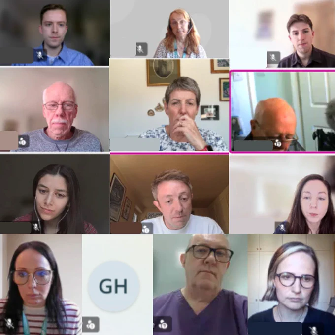 Screenshot of a Microsoft Teams meeting with 13 people in it.