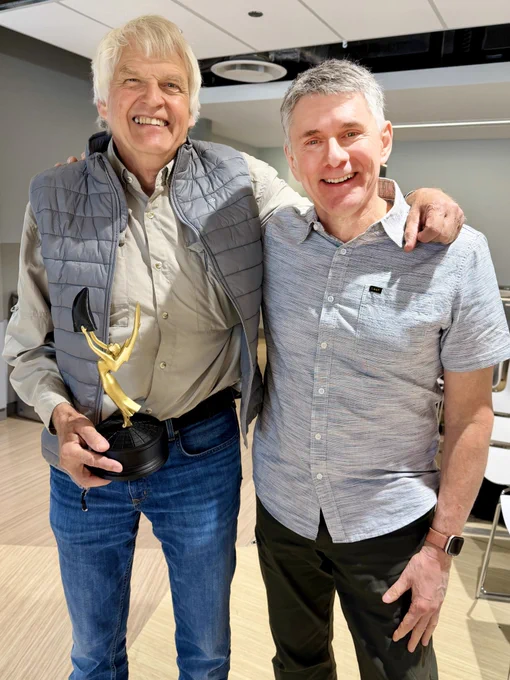 Phil Currie and me (Witmer) at the CurrieFest event, celebrating Phil's 50 years in Alberta and honoring his contributions to paleontology and his profound influence on so many people, myself included!