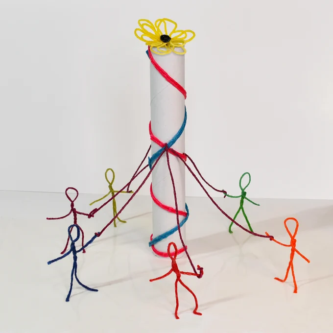 May Day Pole created with paper core and Wikki Stix!