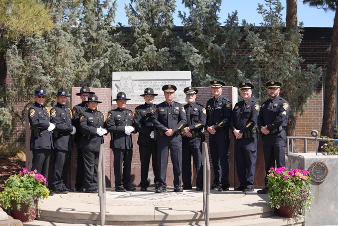 Command Staff and Honor Guard standing at Colorado Law Enforcement Memorial